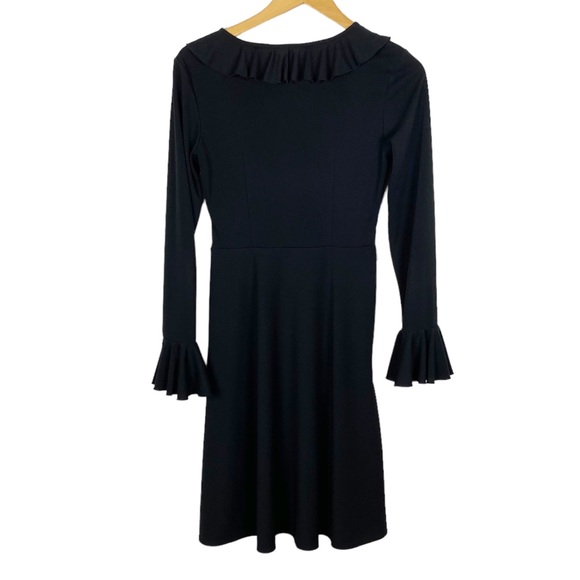 Express Black Long Sleeve Ruffle V Neck Dress Size 1/2 - Picture 2 of 6